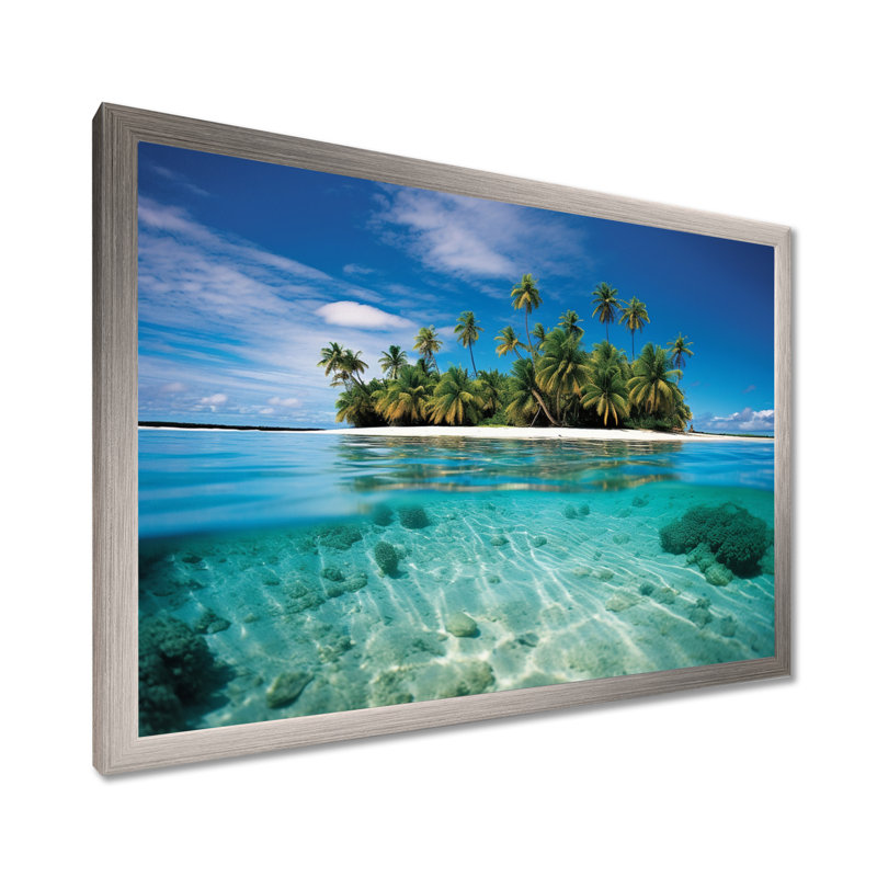 Photo de plage, évasion tropicale V - plage, art mural, H 34 po x l 44 po x P 1,5 po, Cadre simple argenté