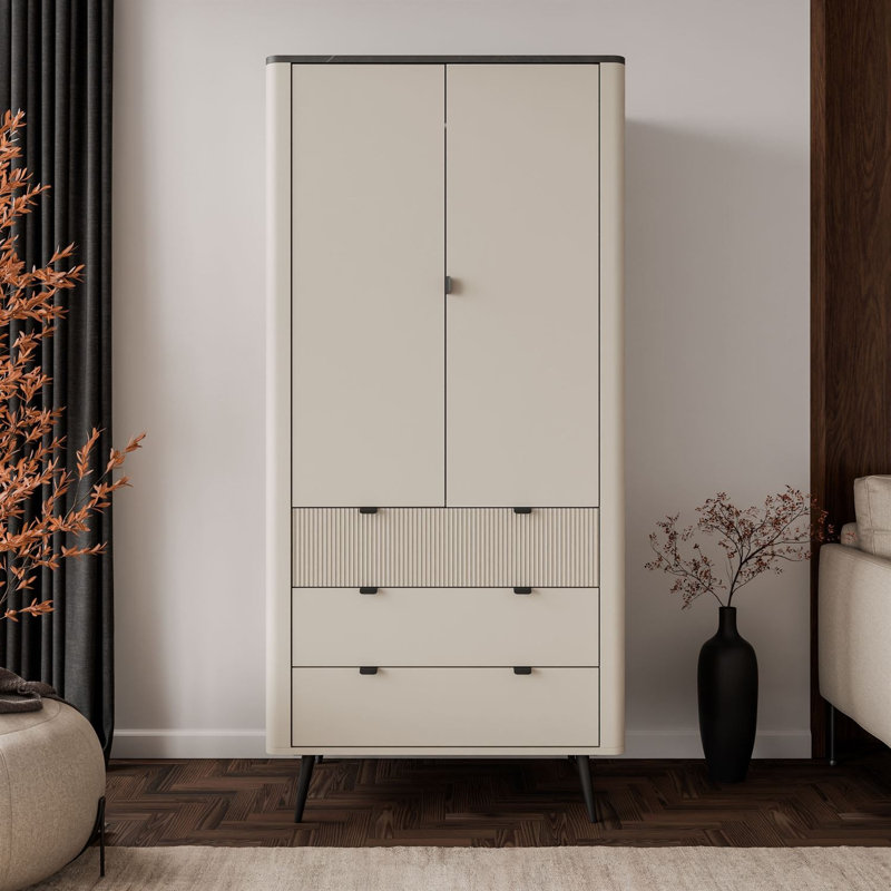 2 Door Wardrobe, cashmere / grey stone