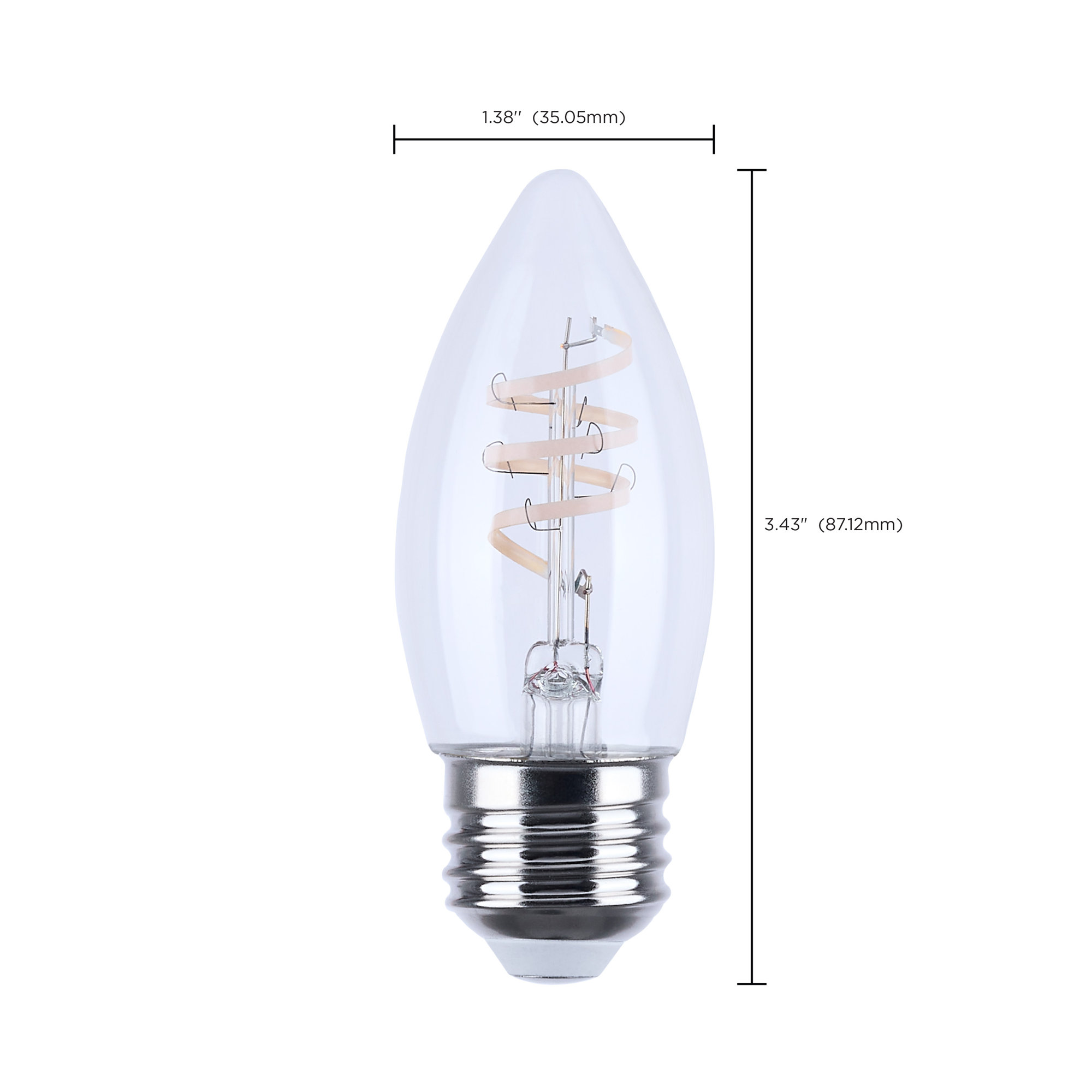 4 Watt B11 LED Deena Flex Gray Coil Filament E26 3000K 120 Volt, 3000 Kelvins