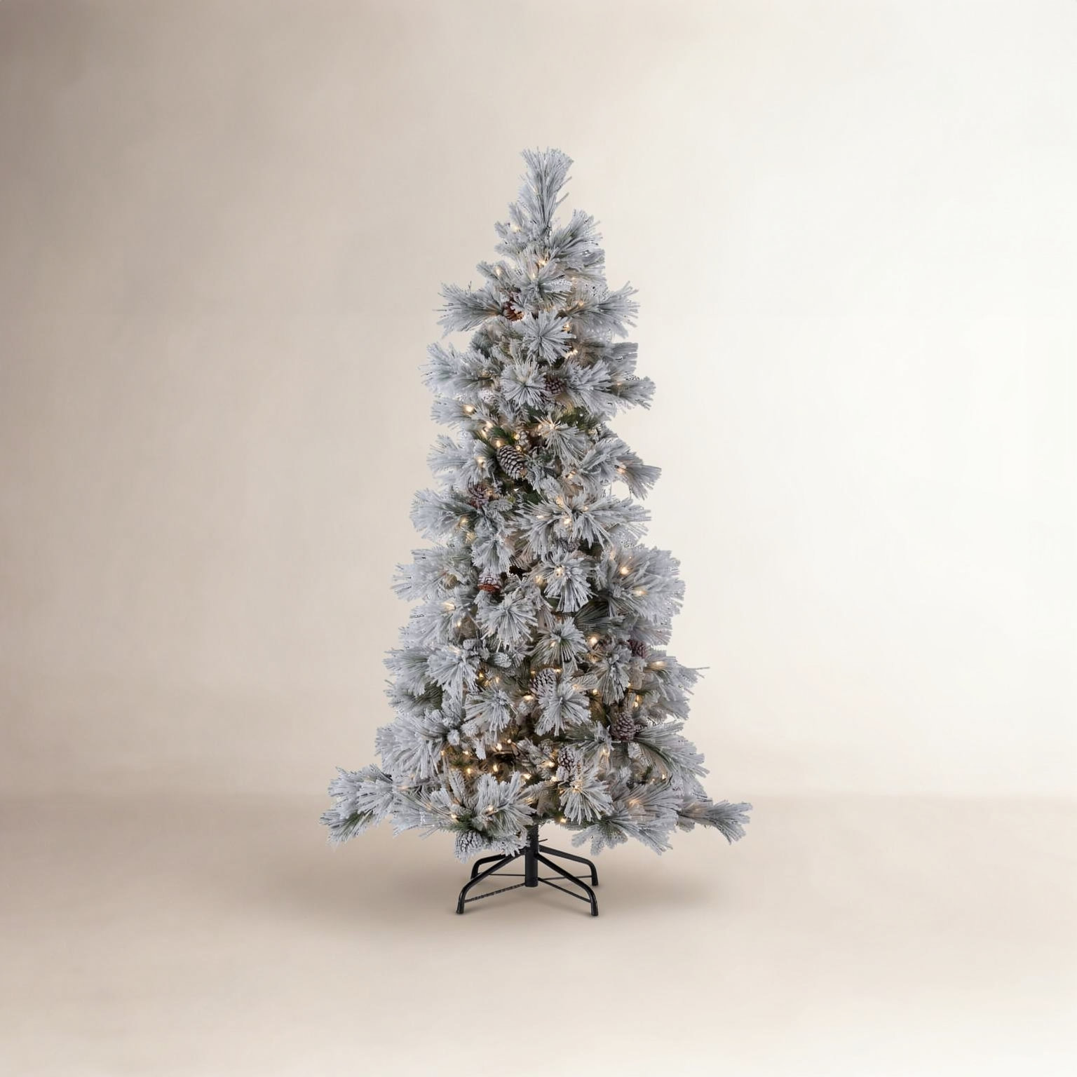 Frosted 9' Pre-Lit Pine Christmas Tree, 7' H