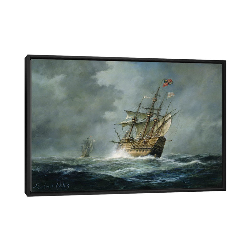 Reproduction d’art « Mary Rose » par Richard Willis, H 18 po x l 26 po x P 1,5 po, Toile avec cadre noir, Pas de tapis