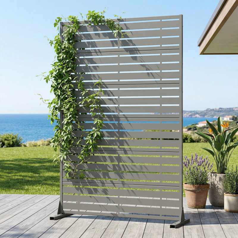 Panneau de clôture en métal d'intimité H 6 pi x l 4 pi Juno, Grey