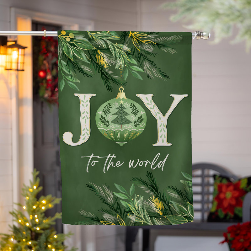 Drapeau de maison en suède Greenery Joy To The World