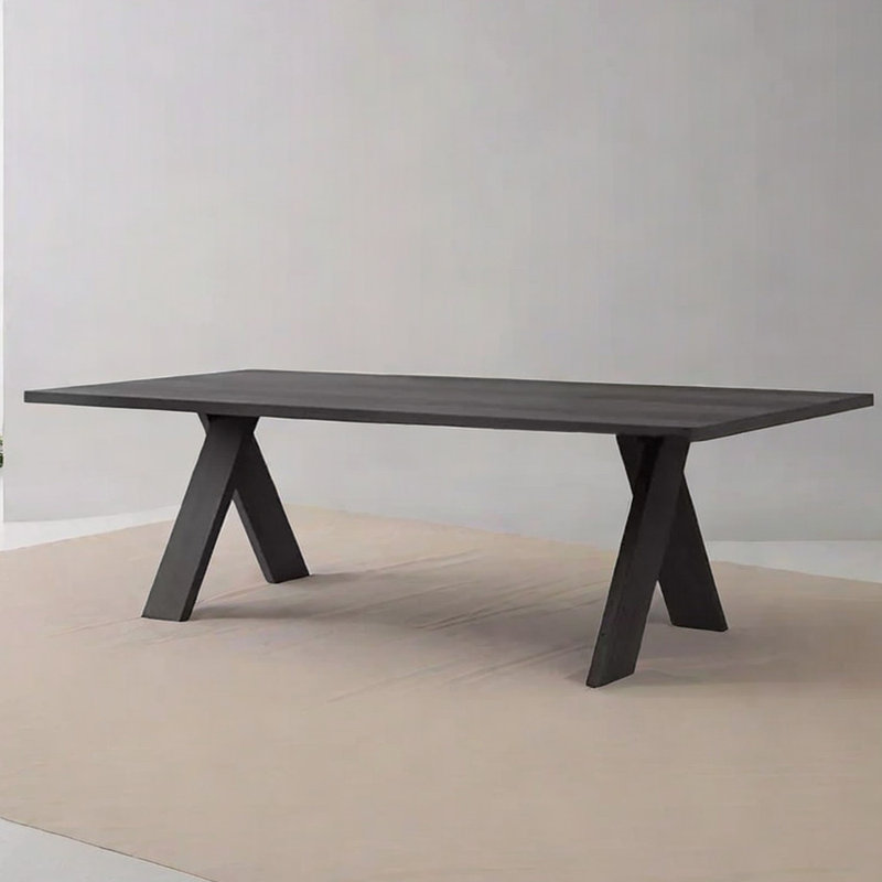 Menides Ash Solid Wood Dining Table, Black, 35.43" W x 94.49" L