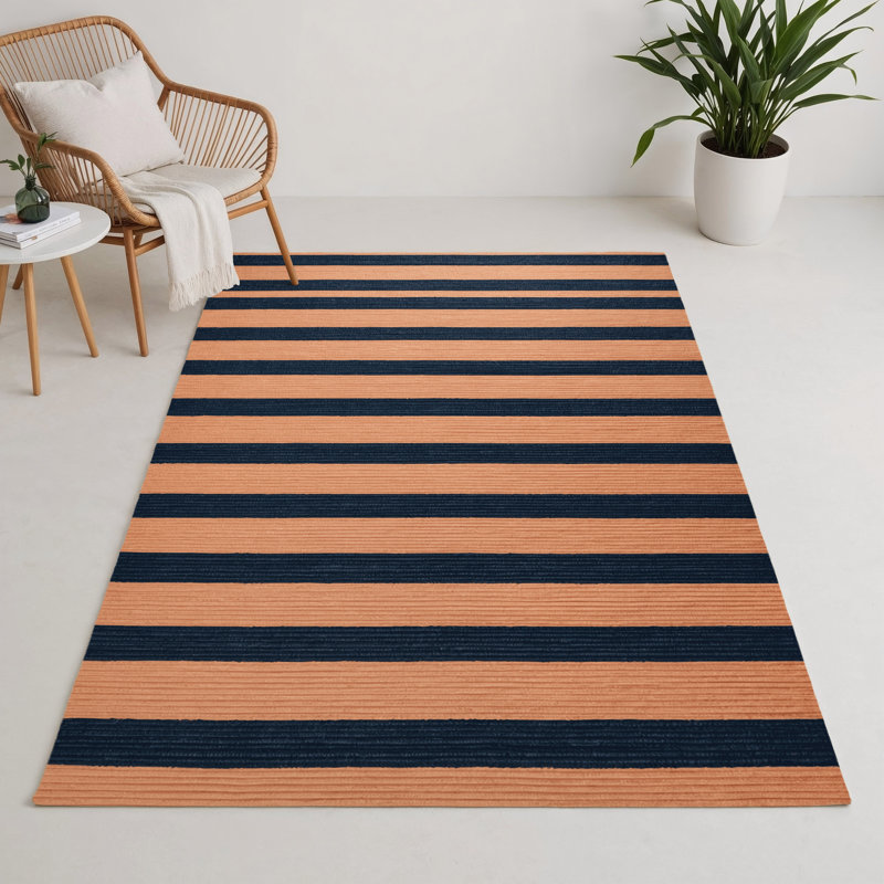 Tapis intérieur / extérieur gris HorizontalStripes, Rectangle 5 pi x 7 pi
