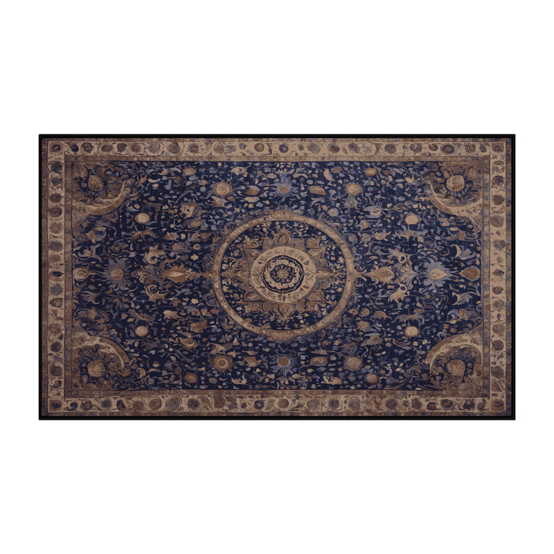 Machine Washable Black Area Rug, Rectangle 3' x 5'