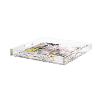 Indian Scene Yellow Acrylic Square Decorative Tray