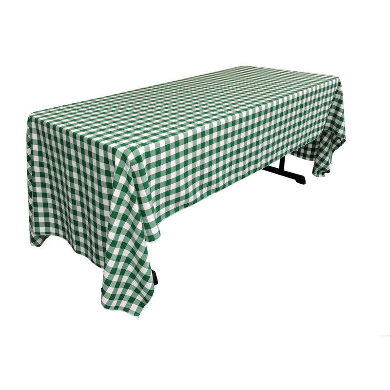 Hunter Green and White Polyester Gingham Rectangular Tablecloth
