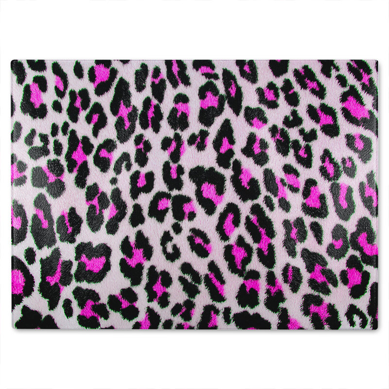 Fluffy Leopard Glass Chopping Board, 28cm L x 20cm W