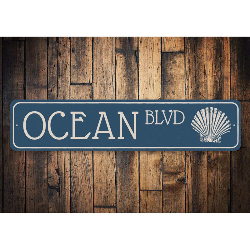 Enseigne en aluminium Ocean Blvd, H 6 po x l 24 po x P 0,063 po