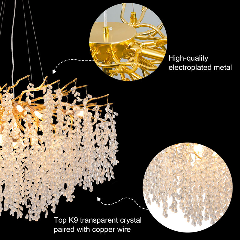 Akari Tree Branch Glass Art Grapes Chandelier Lighting, 24'' H x 32'' W x 32'' D