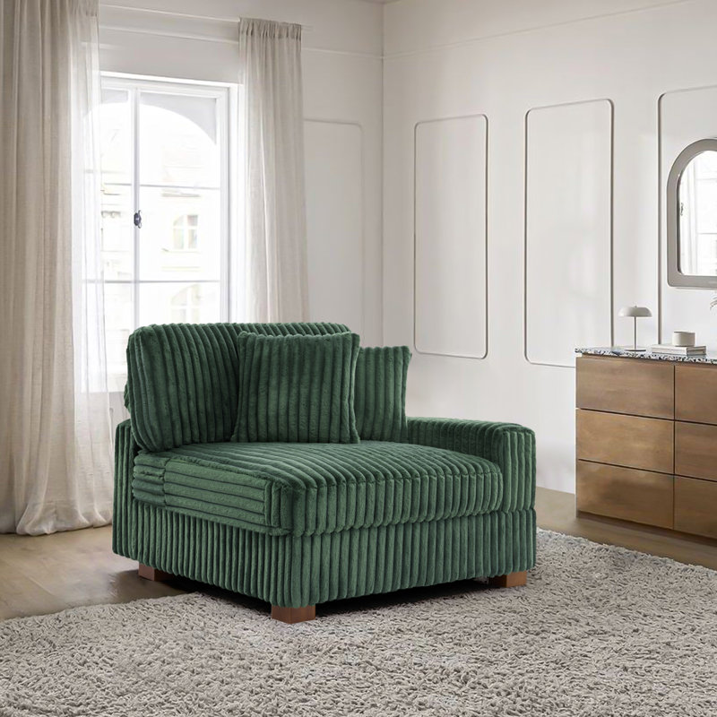 Upholstered Side Chair with Footstool, Green