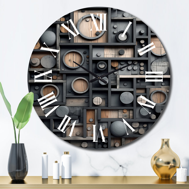 Cubic Geometric Dreams I - Horloge murale Cubism, Grand
