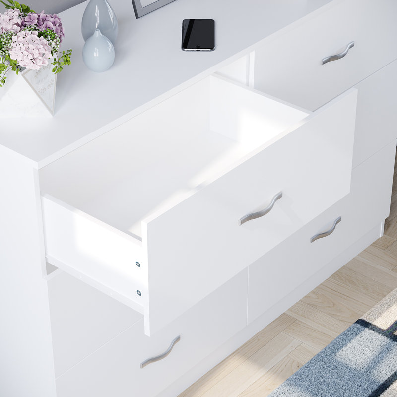 Maybery 6 - Drawer Wide Chest of Drawers, Bedroom Dresser & Storage Cabinet, White