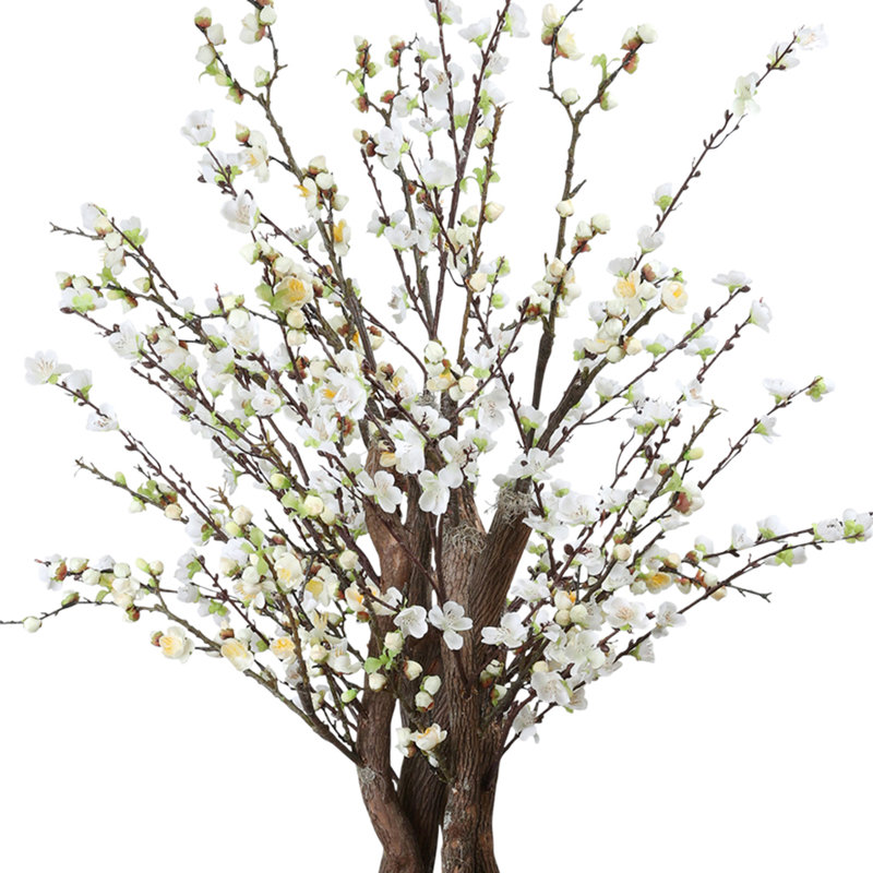White Cherry Blossom Tree in Tan Pot,  63" H x 33" W x 33" D
