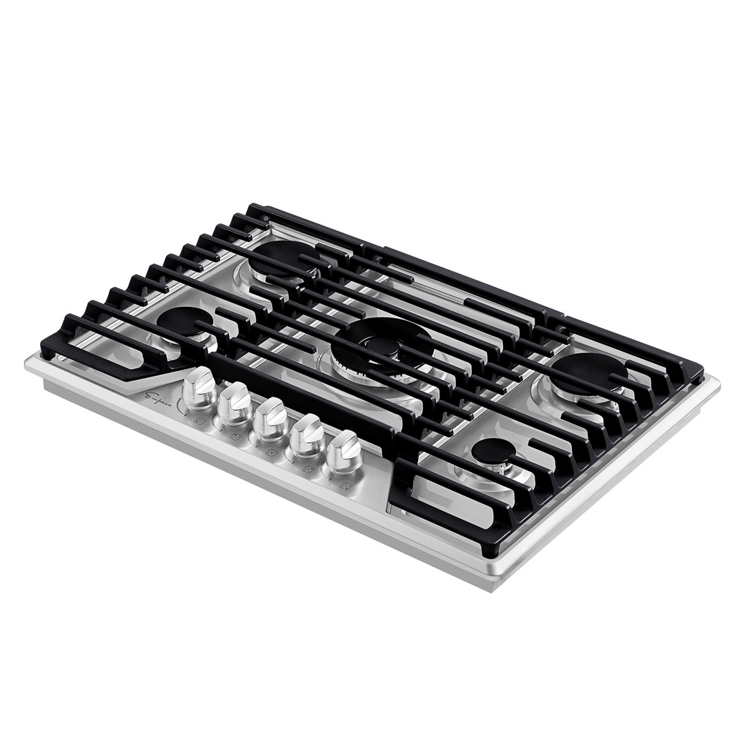 Empava 30 in. 5 Burners Recessed Natural Gas Cooktop in Stainless Steel, with LP Convertible, 18K BTU Kitchen Stove Empava