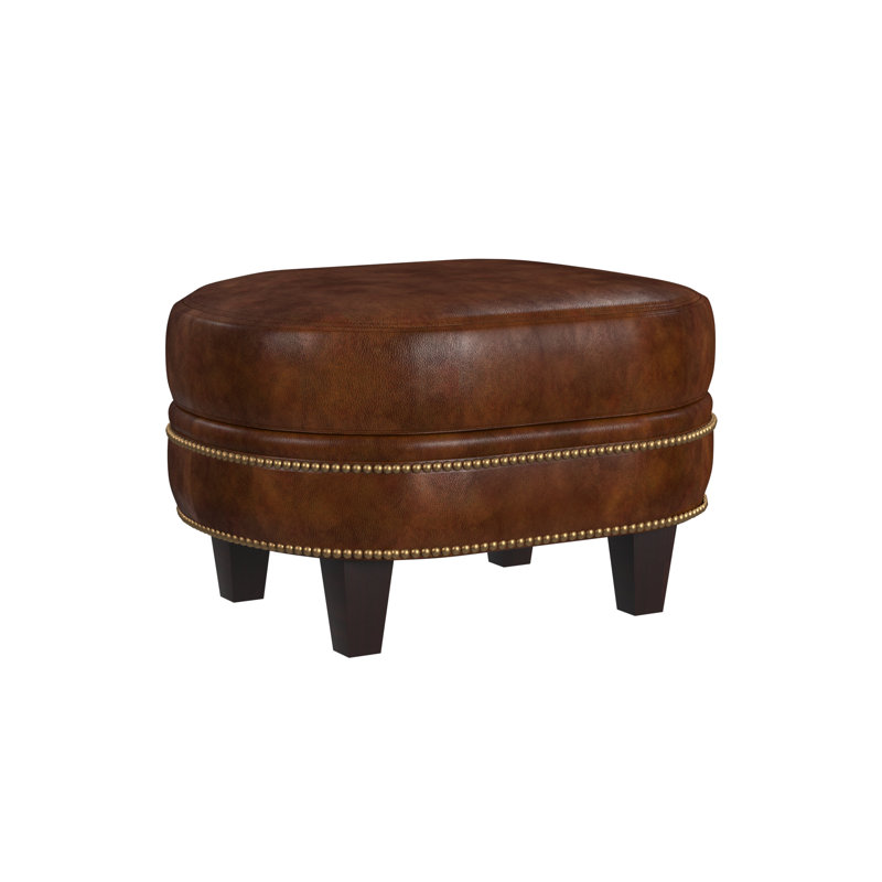 Richardson Oval Ottoman, Natural Brass with Turned Leg