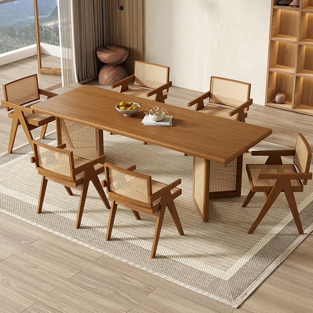 Jihagao Log Colour Rectangular Solid Wood Dining Table Sets - Wayfair ...