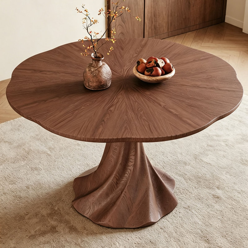 Table ronde Mid-Century en noyer, H 29,5 po x l 39,4 po x P 39,4 po