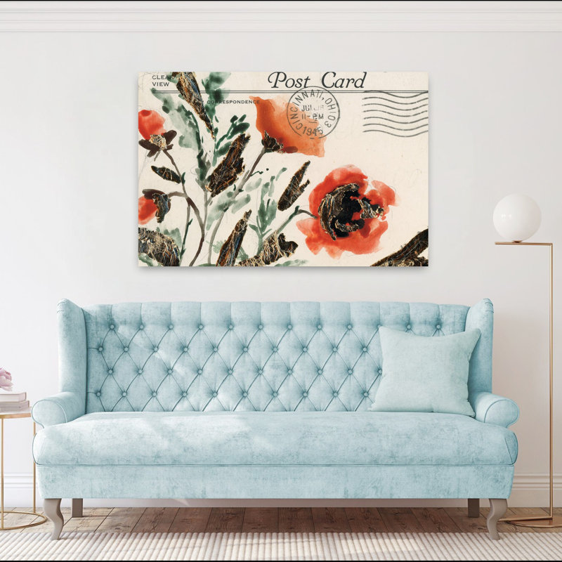 Carte postale abstraite, art contemporain de coquelicots, H 40 po x l 60 po