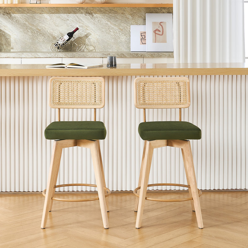 Uniondale 66.5cm Swivel Bar Stool, Green/ Natural