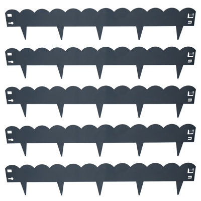5-Piece Steel Scalloped Garden Landscape Edging Border - 41.75" - Gray
