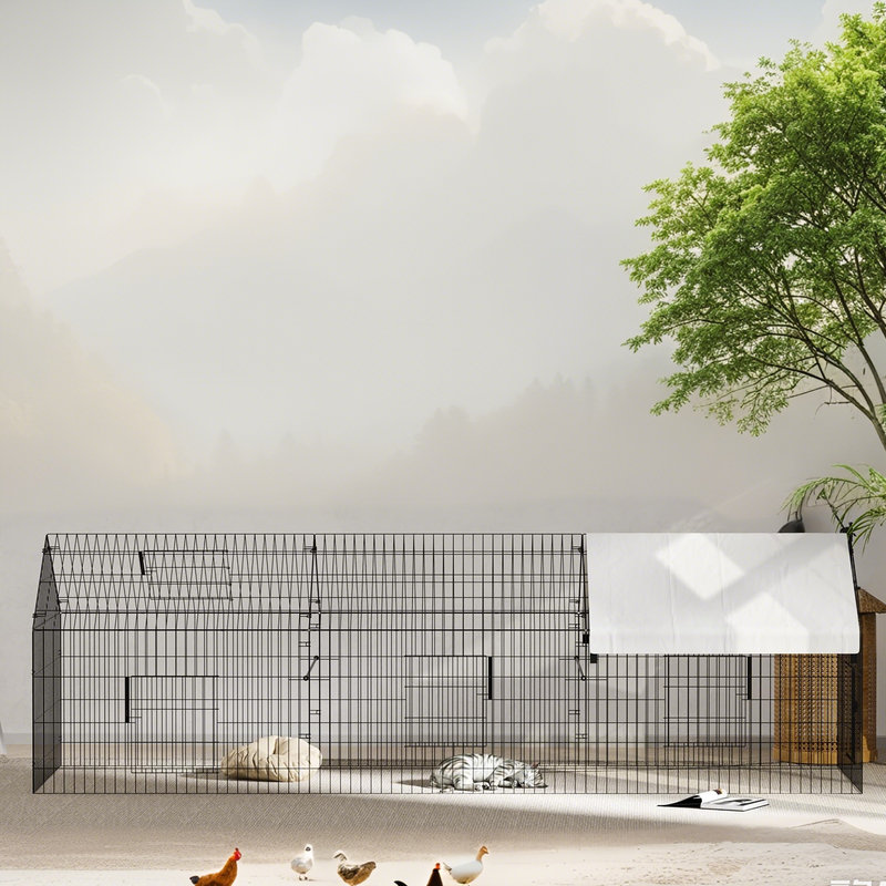 Grand poulailler avec serrure de porte sécurisée, enclos pour animaux portable pour poulets, canards, lapins, arrière-cour et ferme (130 po x 40 po x 40 po)