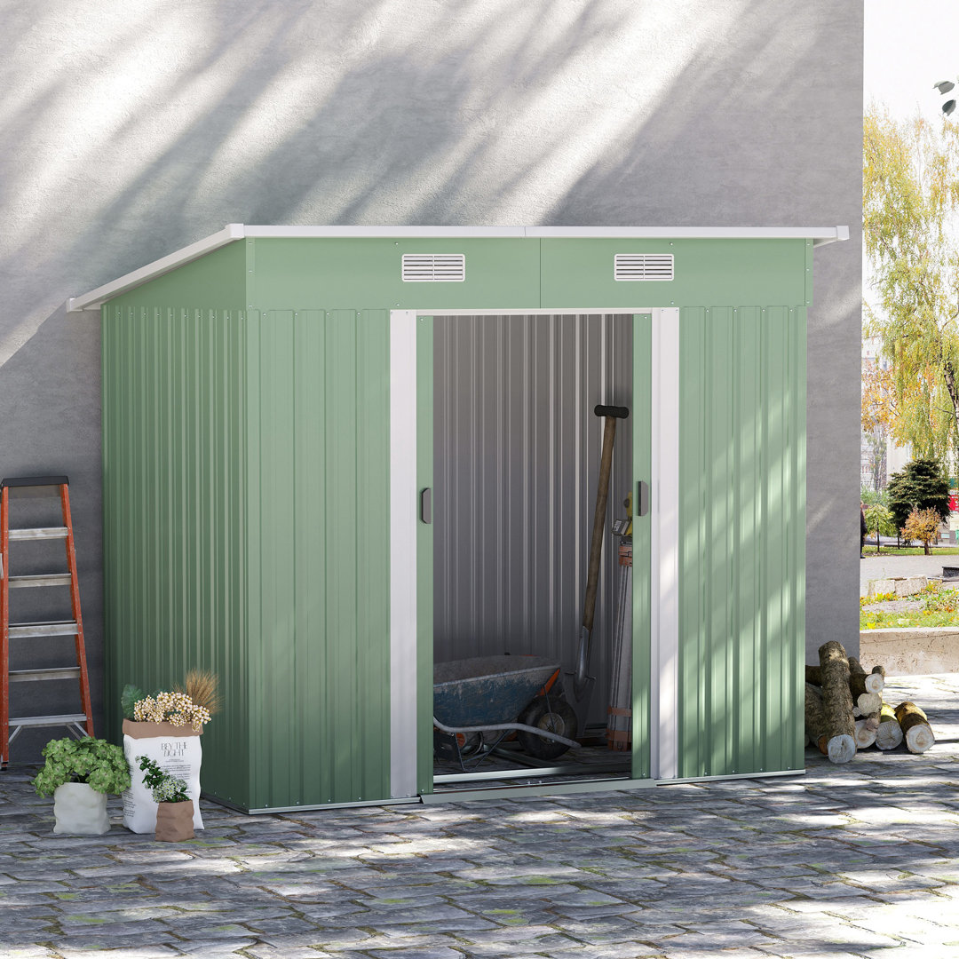 Abdulbaki 7ft. W x 4ft. D Metal Tongue & Groove Pent Garden Shed