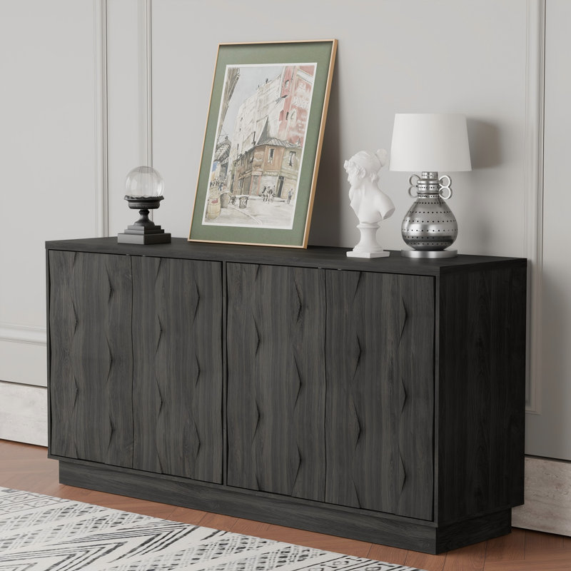 Buffet 61 "moderne sans poignée avec tablettes réglables - Buffet luxueux, Noir