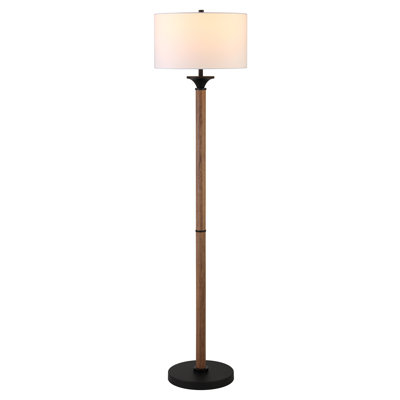 Delaney 66'' Blackened Bronze/Rustic Oak Traditional Floor Lamp