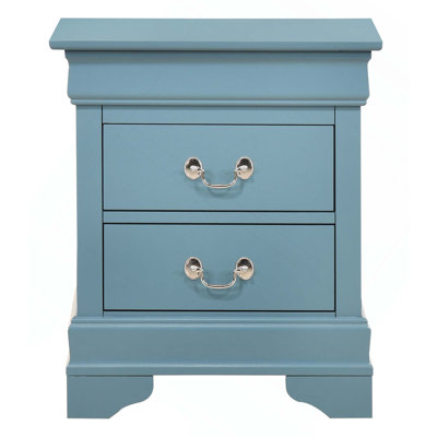 Traditional Small Wooden Nightstand With 2 Drawers And Metal Pull For Convenient Storage Solutions