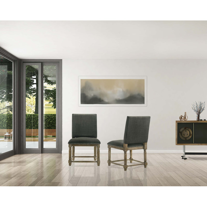Ensemble de 2 chaises de salle à manger en tissu avec garniture cloutée Ettore