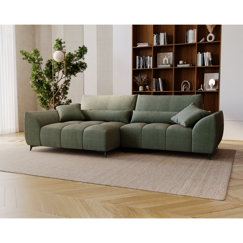 3 Seater Corner Sofa, Olive, Left Hand Facing