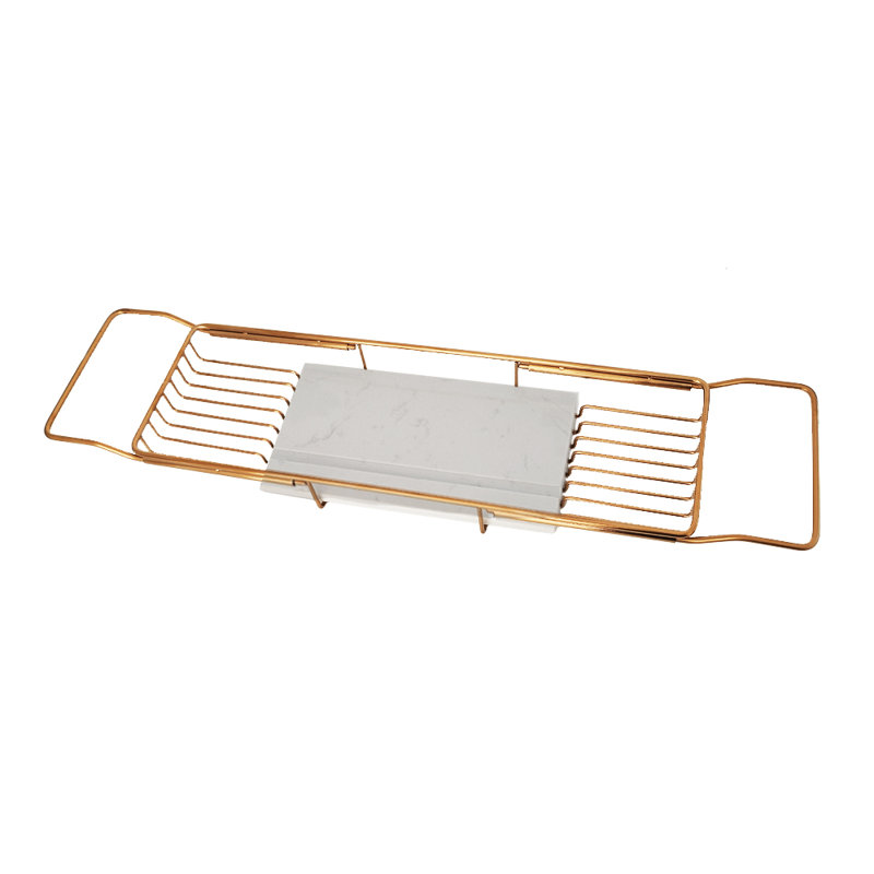 Freestanding Bath Caddy, Brushed Gold/Bianco