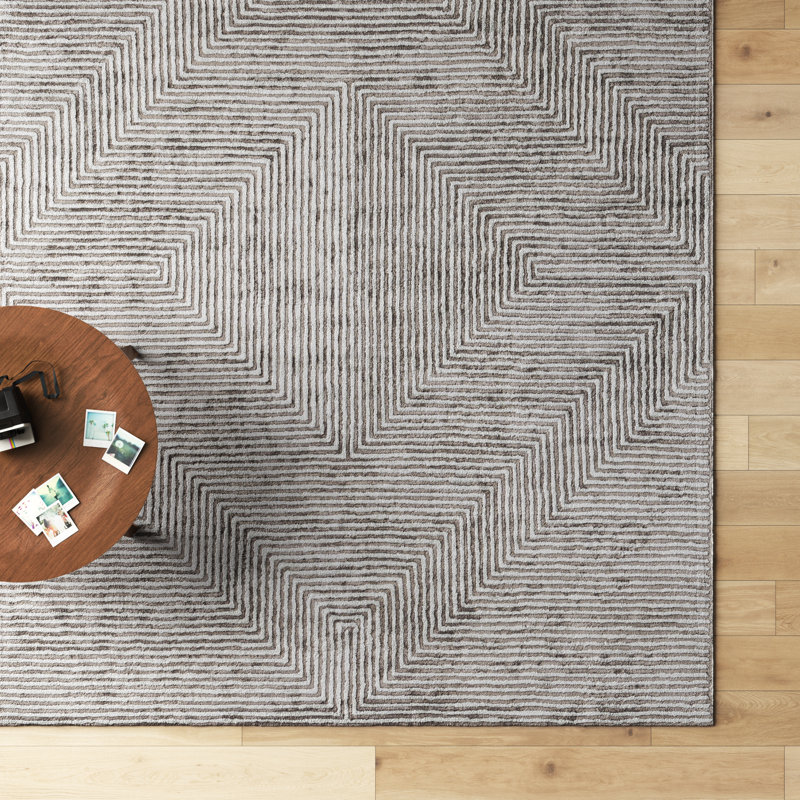 Balos Hand Tufted Viscose Geometric Indoor Rug, Rectangle 3' x 5'