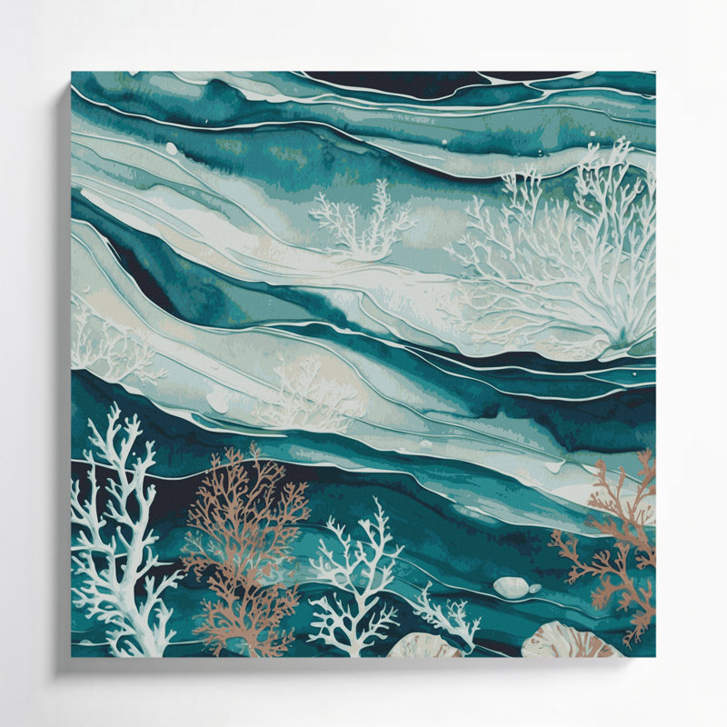 Art mural sur toile bleu, H 16 po x l 16 po