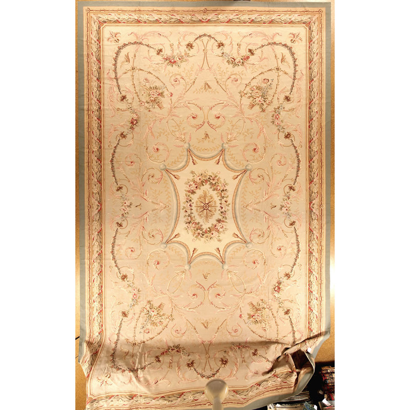 Tapis unique en laine 15,3 x 24,8 po Aubusson