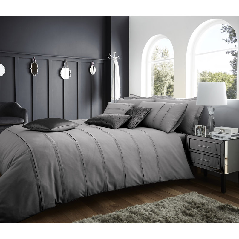 Signature Satin Solid Colour Duvet Cover Set with Pillowcases, White, Kingsize - 2 Standard Pillowcases