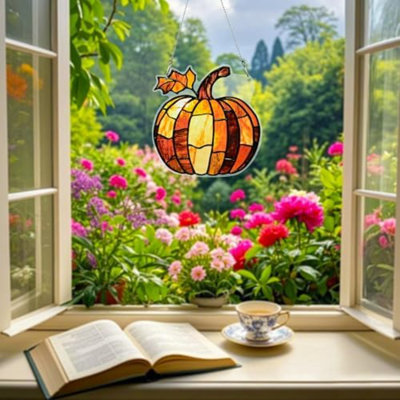 Ornement d'automne citrouille d'automne décorations de fenêtre colorées pour l'intérieur et l'extérieur