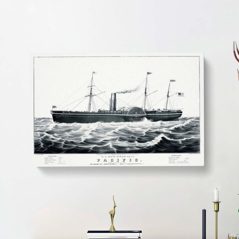 U.S. Mail Steam Ship by N. Currier - Wrapped Canvas Print, 35cm H x 50cm W x 3cm D