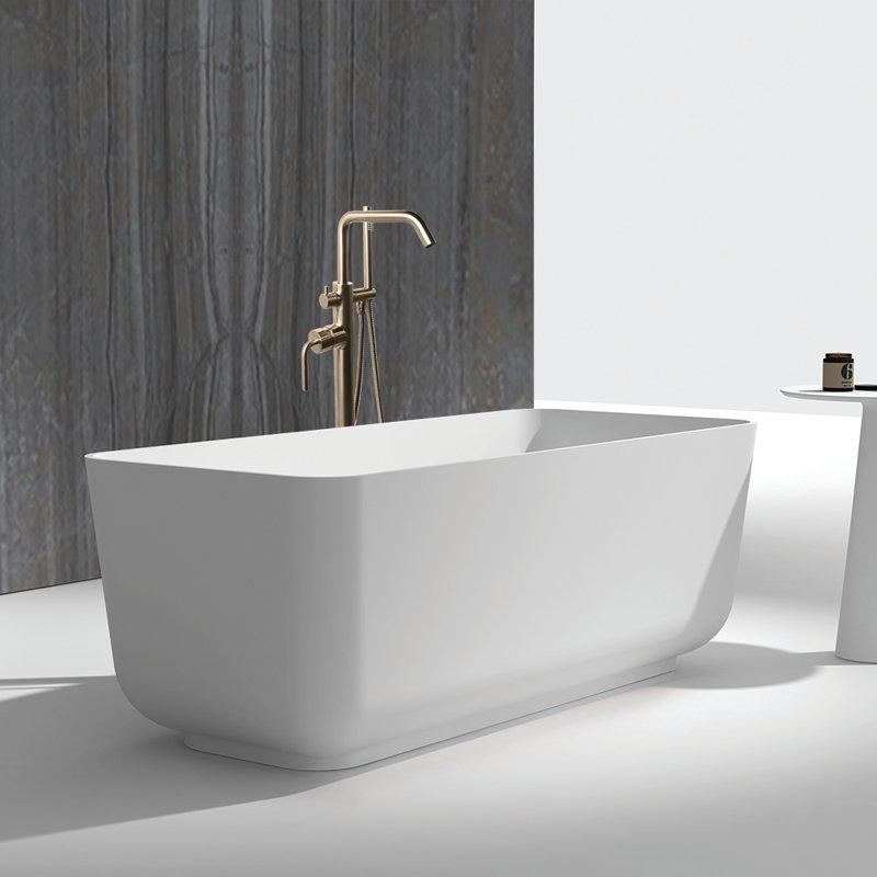 Navi 59'' L Freestanding Soaking Bathtub, Gloss White