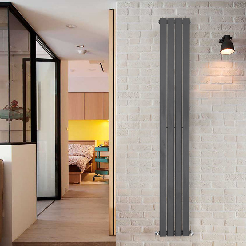 Shonnard Vertical Single Flat Panel Radiator, Anthracite, 180cm H x 27.2cm W