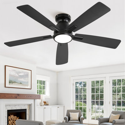 Ventilateur de plafond encastré à 5 pales de 46 po Cissline avec lumières à DEL et télécommande pour pièce / chambre à coucher / salon de taille moyenne