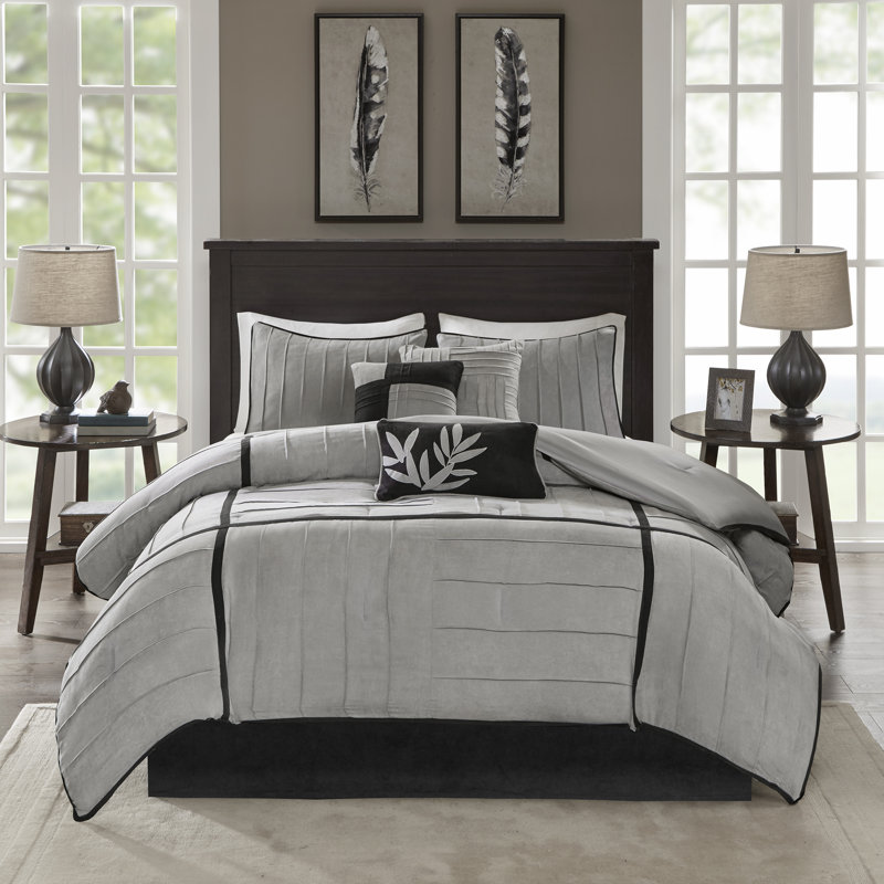 Dune 7 Piece Comforter Set, Queen Comforter + 6 Additional Pieces, Gray