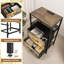 Table de chevet 2 tiroirs avec station de charge, table de chevet avec ports USB et amp; Outlets, tablette ouverte noire, table de chevet avec impression abstraite d'accents métalliques de Golden Cloud