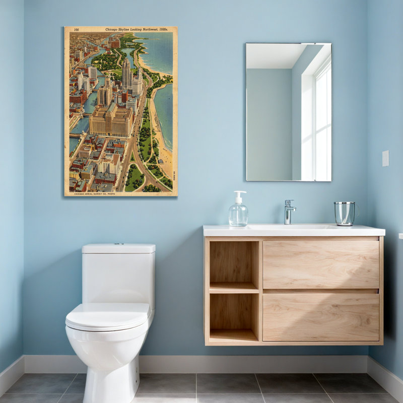 Paysages pittoresques et paysages urbains de Chicago, vue du nord-ouest des années 30, H 30 po x l 20 po