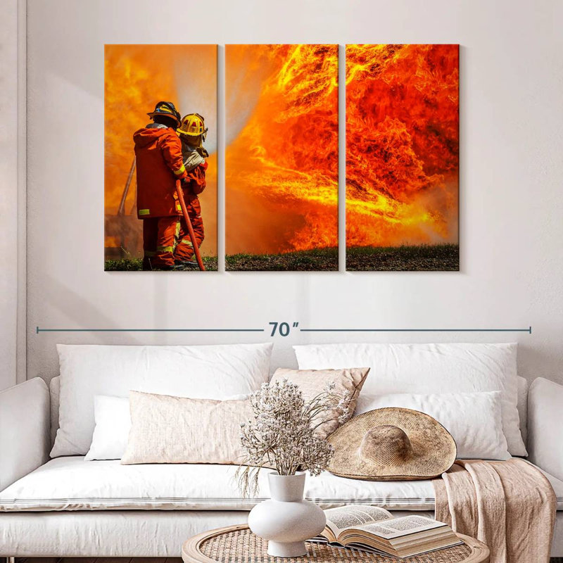 Lelar Blazing Fire Firefighters, 32" H x 50" W