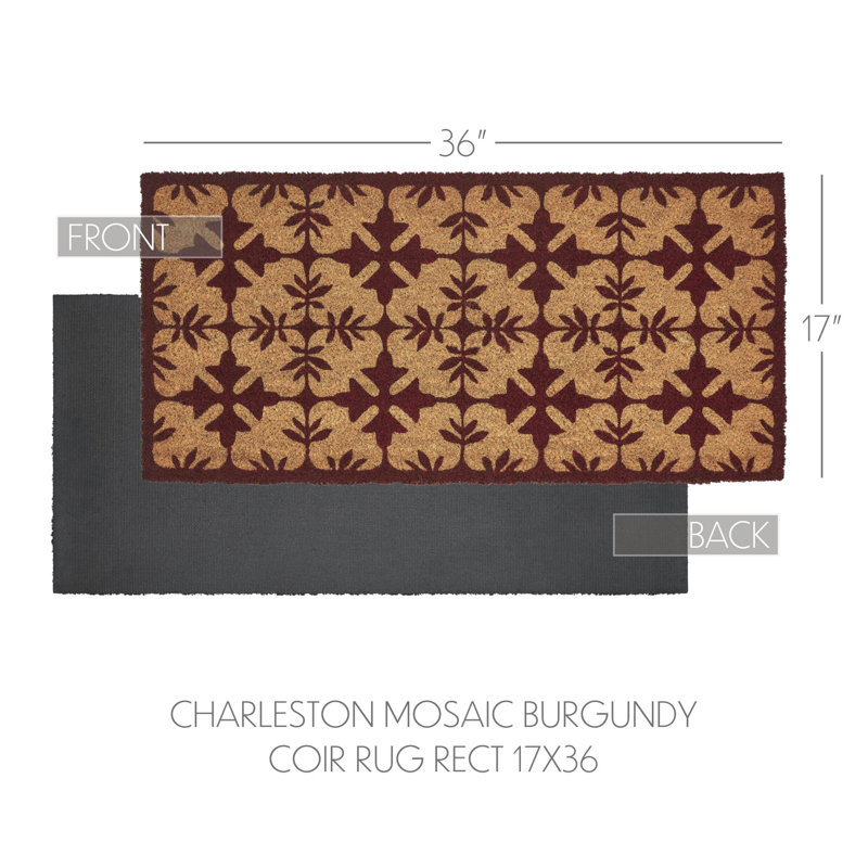 Durango Burgundy Coir Rug Rect, 17" W x 36" L