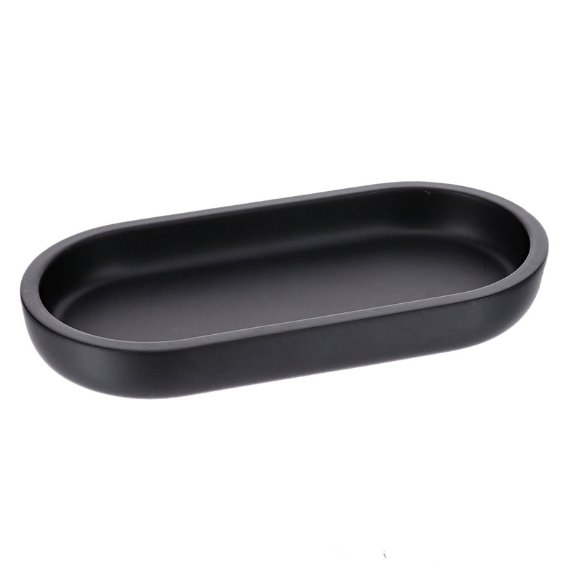 Oval Black Bathroom Tray, Black