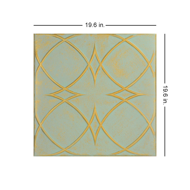 Carreau de plafond en polystyrène encollé 1,6 pi x 1,6 pi Circles and Stars, Mousse dorée